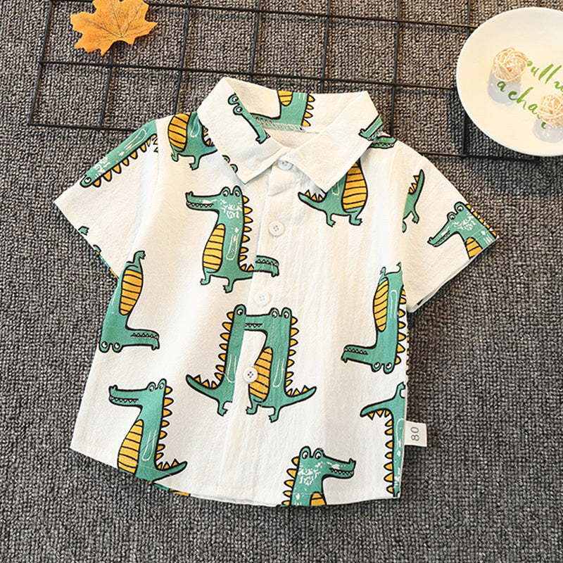 Children's Short Sleeve Cartoon Shirt Boy Summer Thin