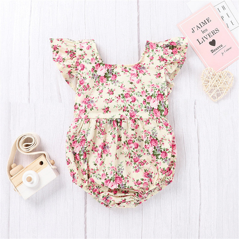 Floral Romper One-piece Romper For Infant And Toddler Girls