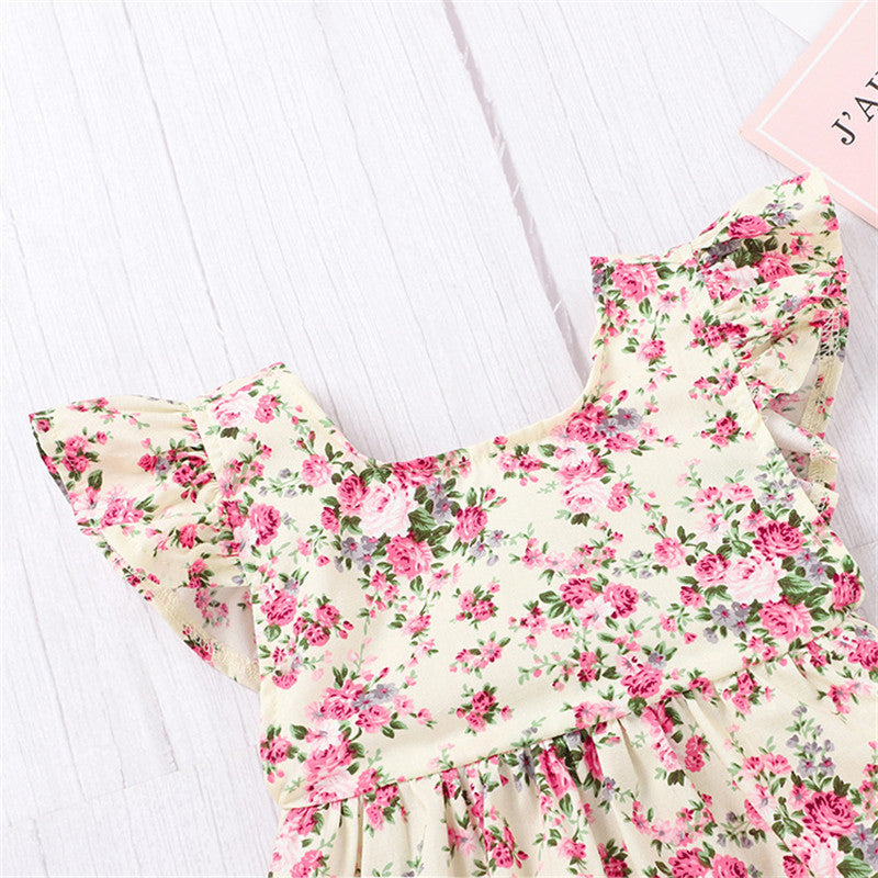 Floral Romper One-piece Romper For Infant And Toddler Girls