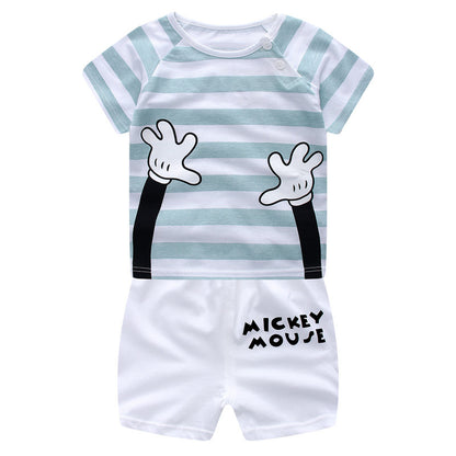 New baby suit cotton children's clothes summer boy two-piece suit