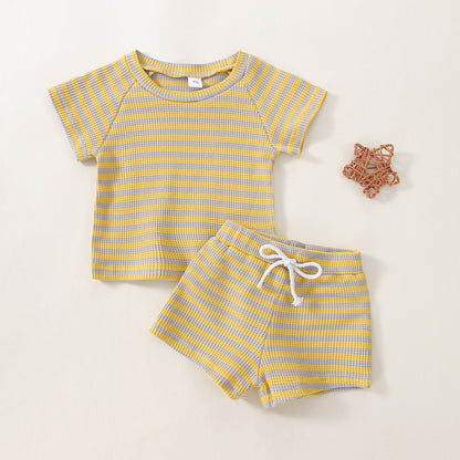 Children's Waffle Stripe Short Sleeve