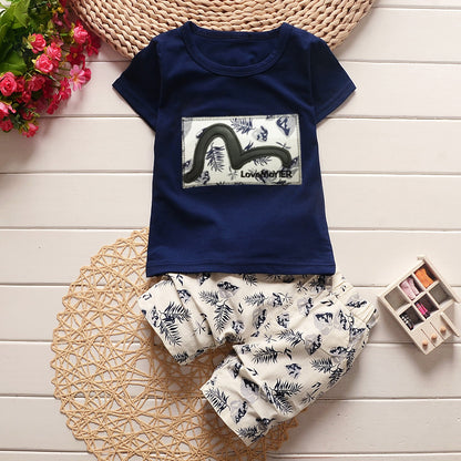 Kids Boys summer new small children children s casual T-shirt cowboy suit a summer tide