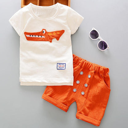 Kids Boys summer new small children children s casual T-shirt cowboy suit a summer tide