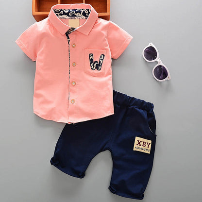 Kids Boys summer new small children children s casual T-shirt cowboy suit a summer tide