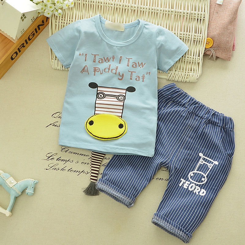 Kids Boys summer new small children children s casual T-shirt cowboy suit a summer tide