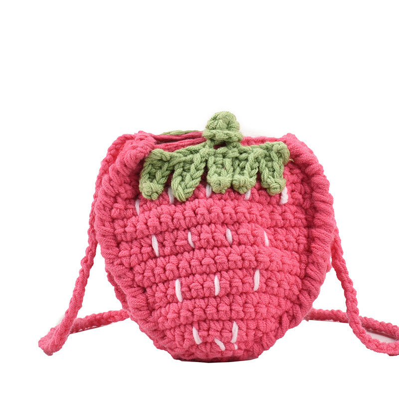 Handmade Knitted Children's Wool Cute Strawberry Crossbody Bag