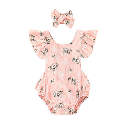 Baby Harness Print Dress Crawling Clothes