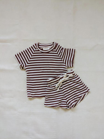 Children's Waffle Stripe Short Sleeve