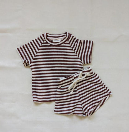 Children's Waffle Stripe Short Sleeve